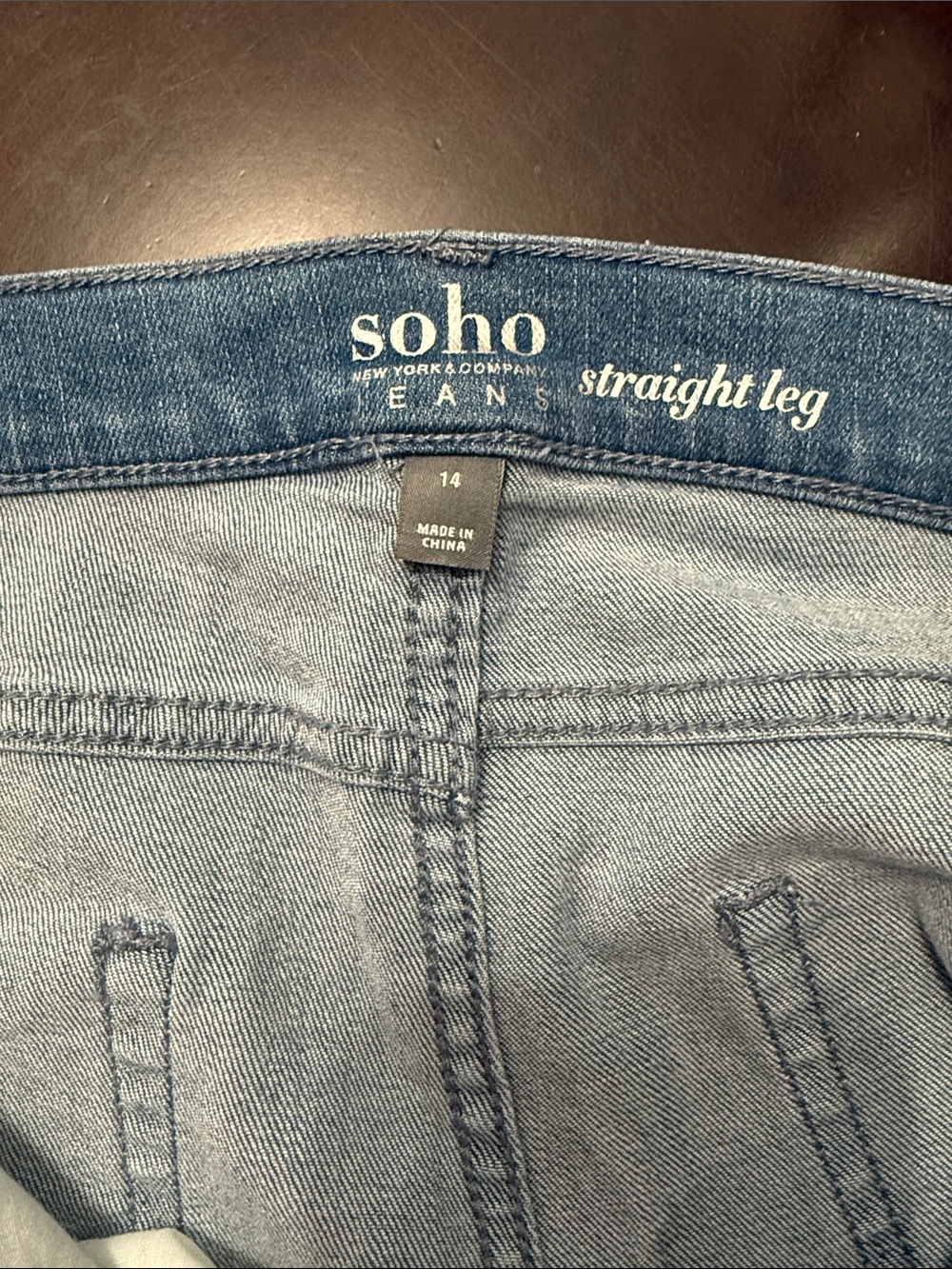 Soho Light Blue Denim Straight Leg Jeans with rhinestones